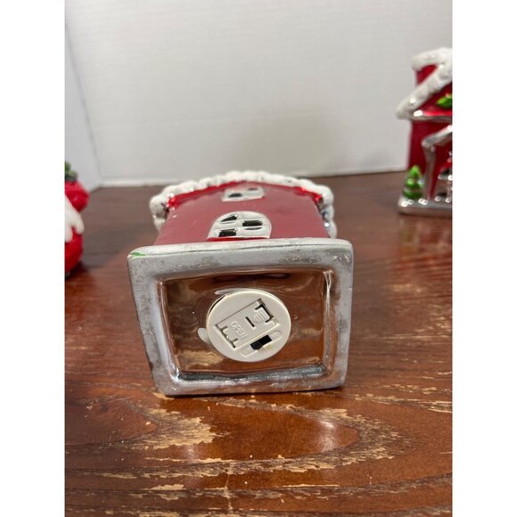 Vintage Ceramic Christmas Village Set With Santa & Bear D4 - Picture 7 of 7